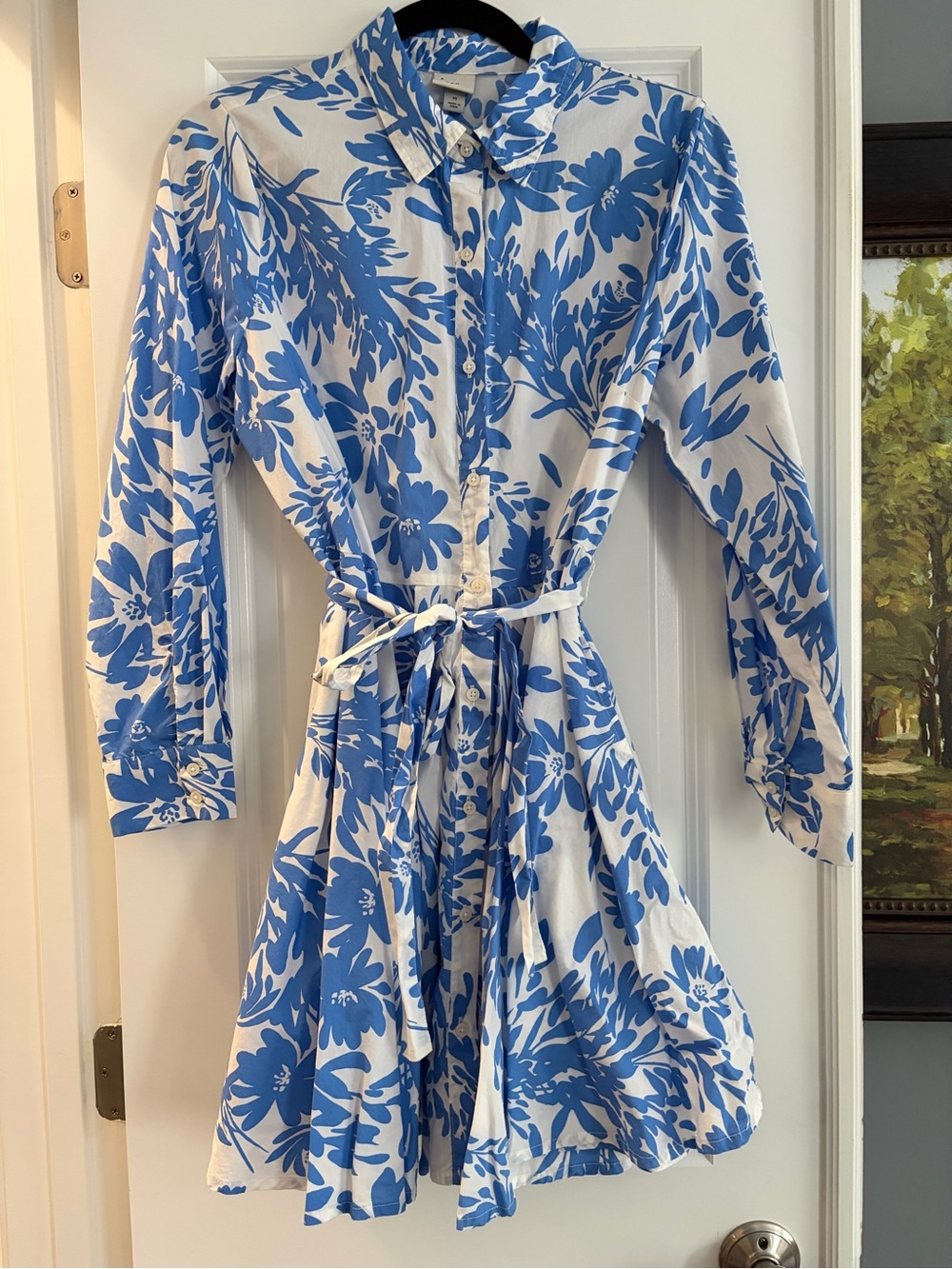 a new day Blue and White Floral Button-Up dress